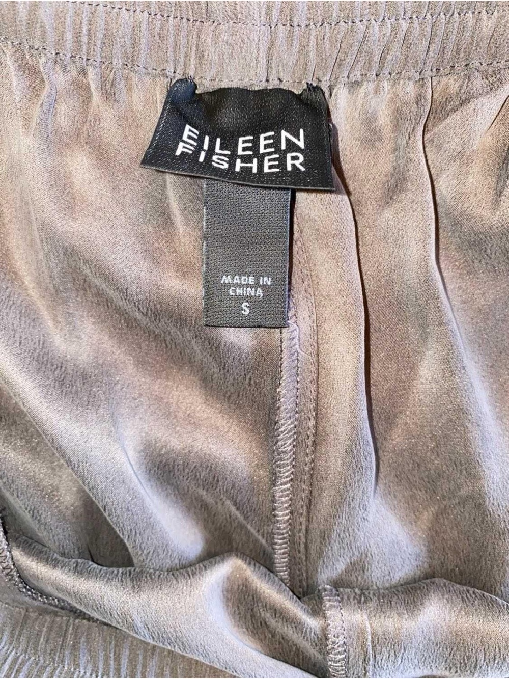 Eileen Fisher Silk Crepe Georgette Pull On Relaxed Flow  Brown Pants S Like New - Picture 4 of 5